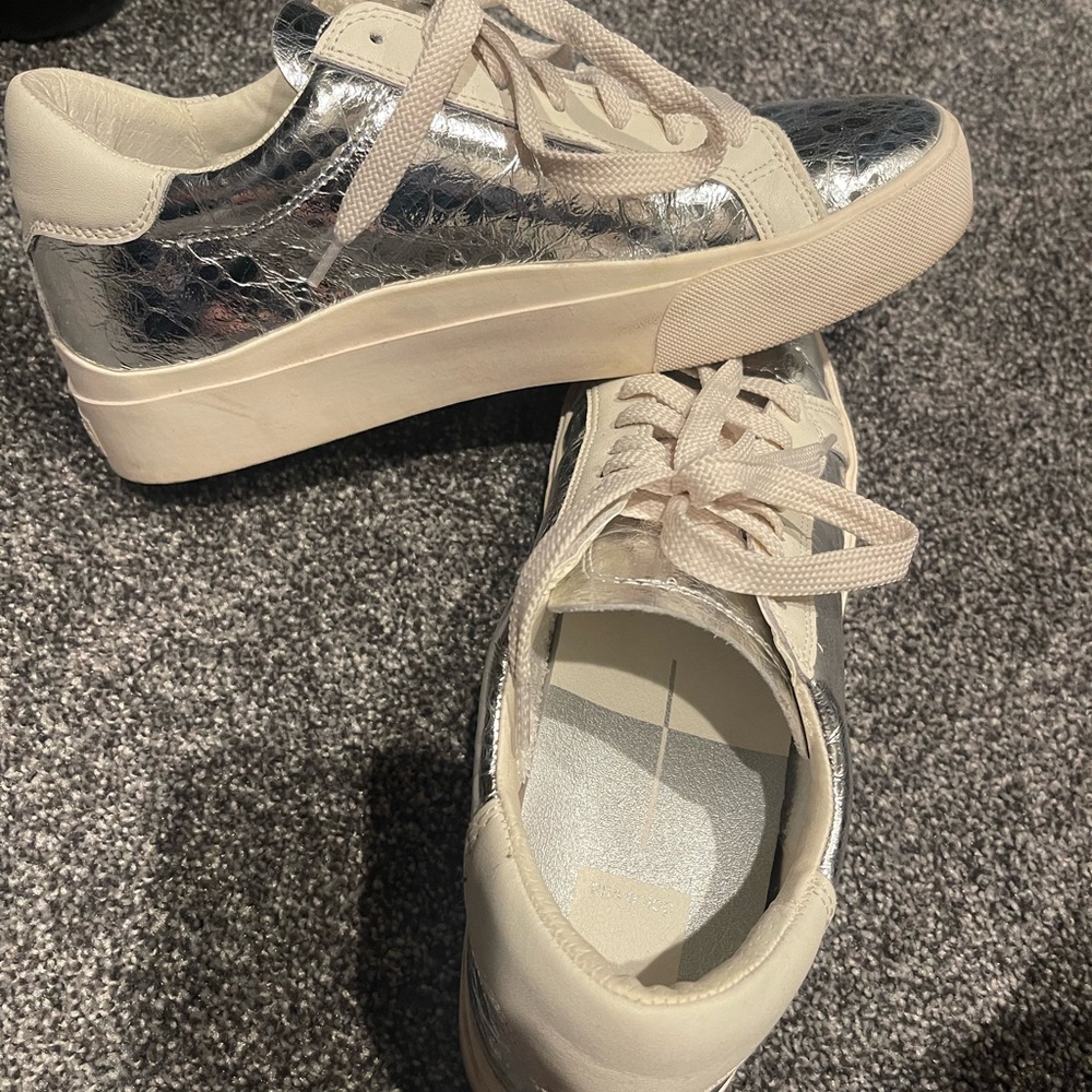 Dolce Vita Silver and Cream Women's Sneakers